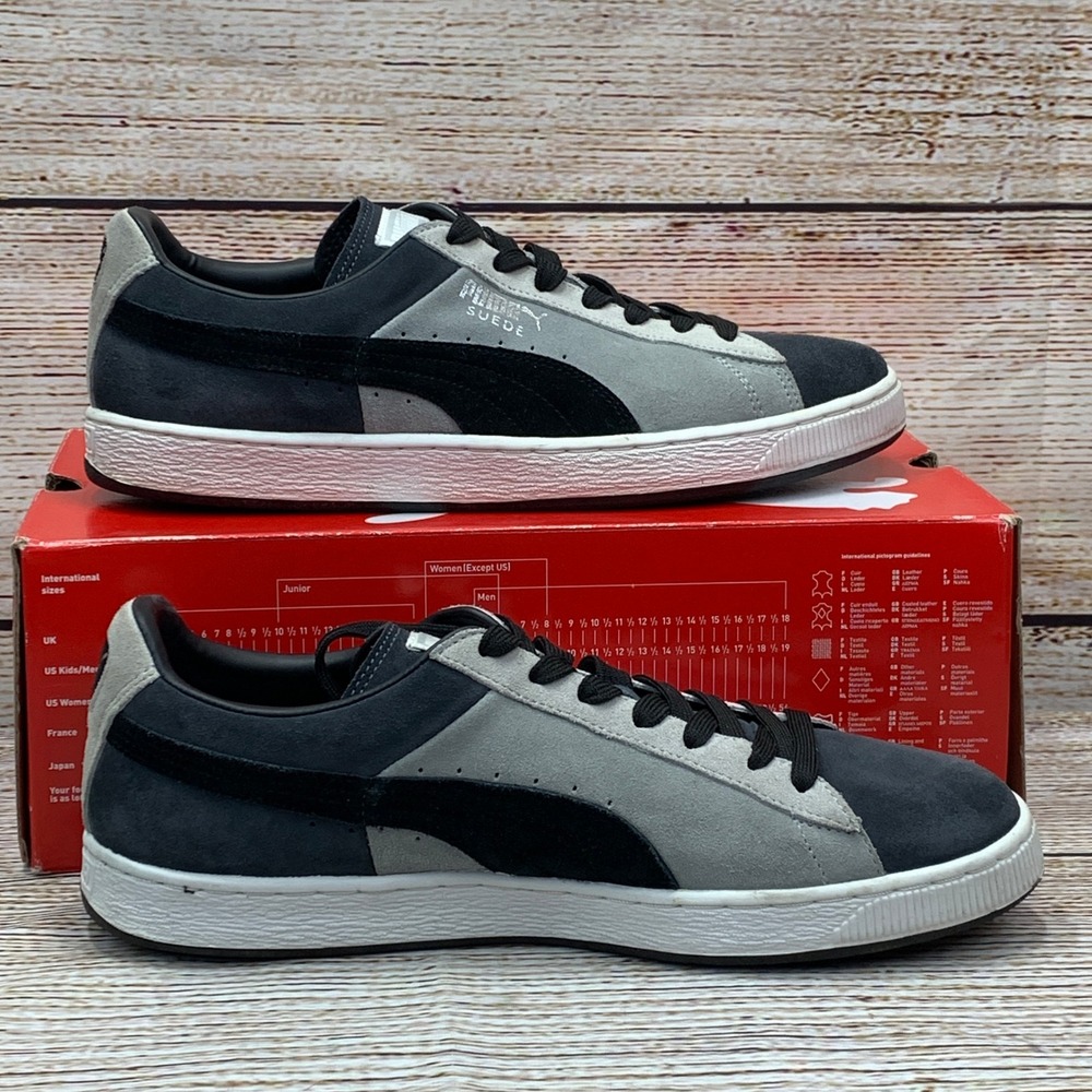 PUMA Suede Stripes &‎ Blocks Dark Shadow Black Sneakers [Men's US 12] EUR 46